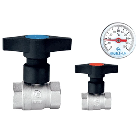 Кран с ручкой под термометр D=1 вн-вн Double-Lin