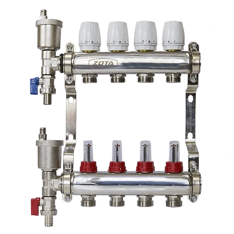 Коллектор нержавеющий с расходомерами ZOTA 4