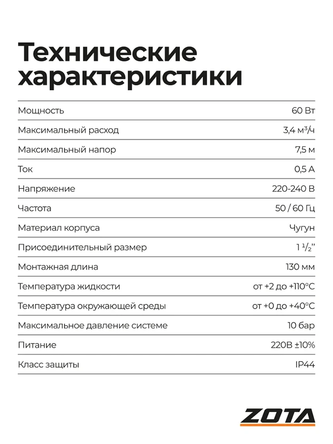 Насос ZOTA EcoRING III 25/75 130
