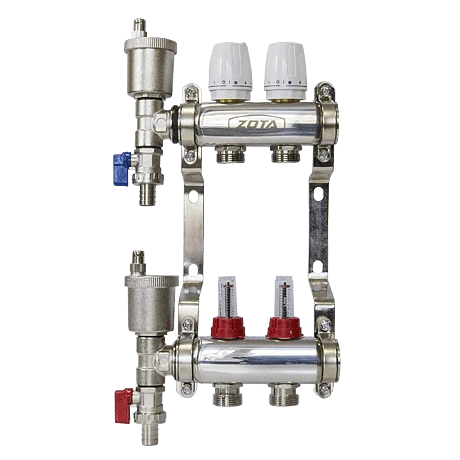 Коллектор из нержавеющей стали с расходомерами и дренажной группой ZOTA 2