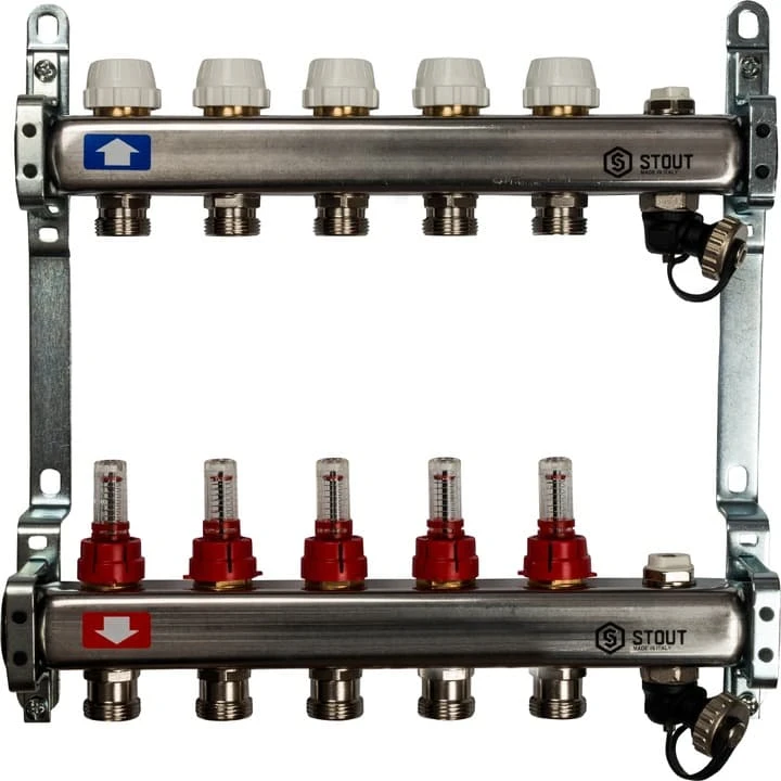 Коллектор нержавеющий с расходомерами Stout 5