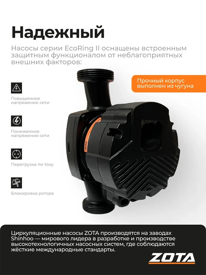 Насос ZOTA EcoRING II 25-40 180 с гайками