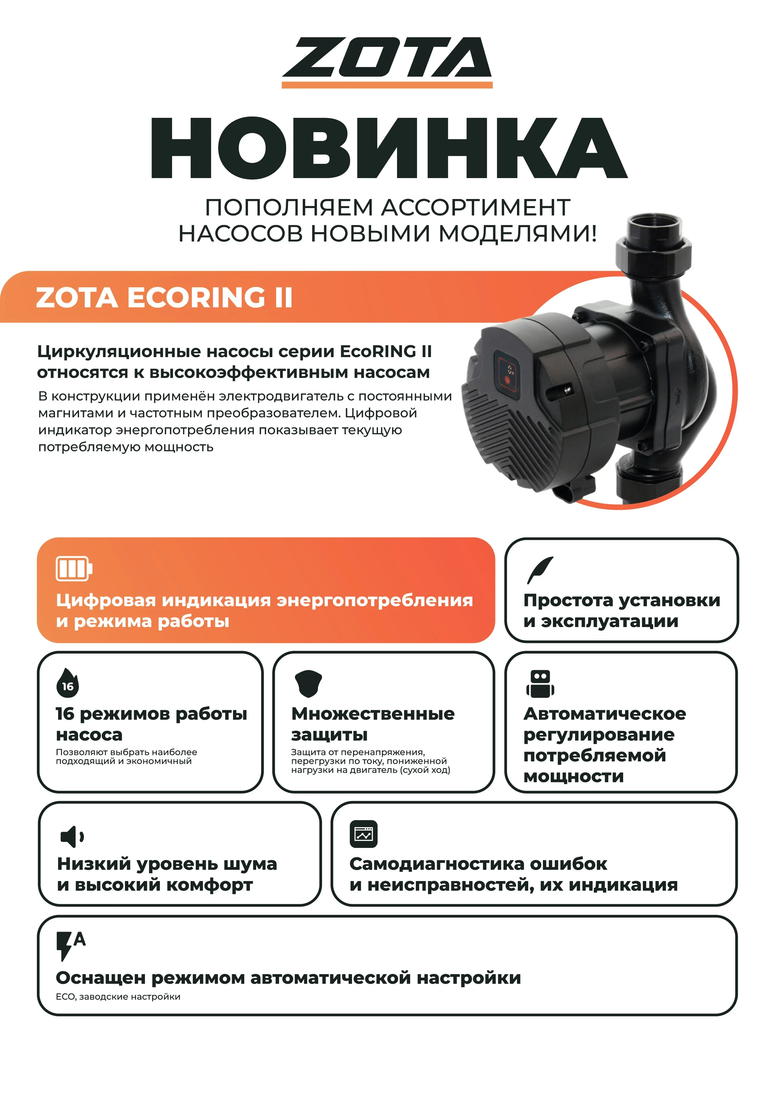 Насос ZOTA EcoRING II 25-60 180 с гайками