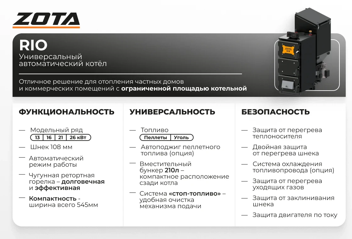 Котел автоматический Zota "Rio" 13кВт